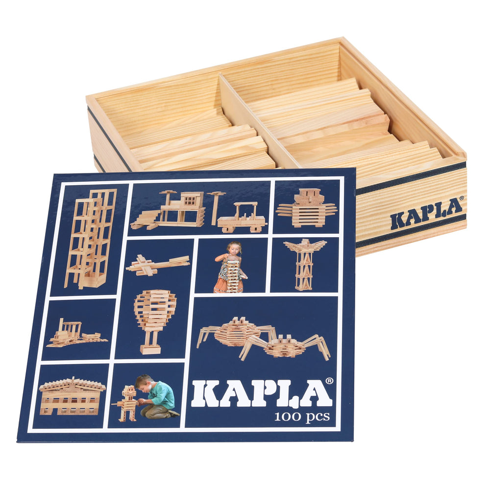 KAPLA box-100-building-planks close view highlights uniform size and modular construction