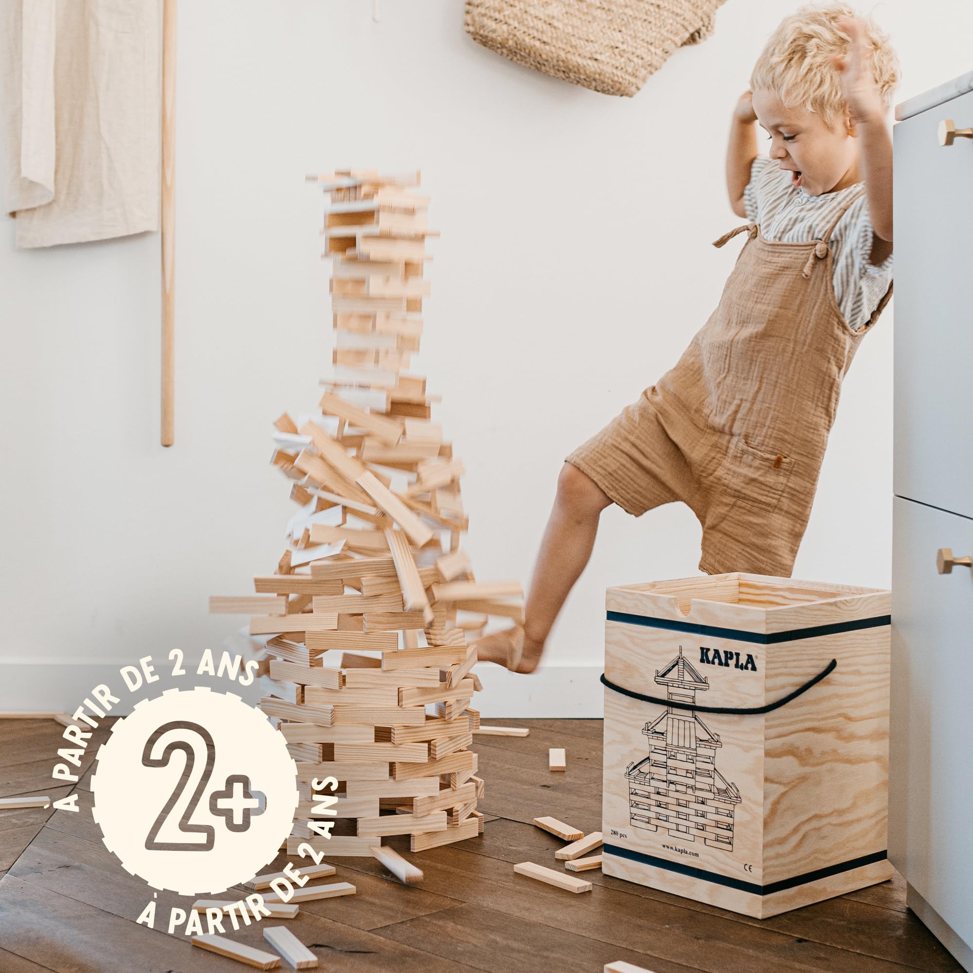 KAPLA building tower example demonstrates balance and creativity.