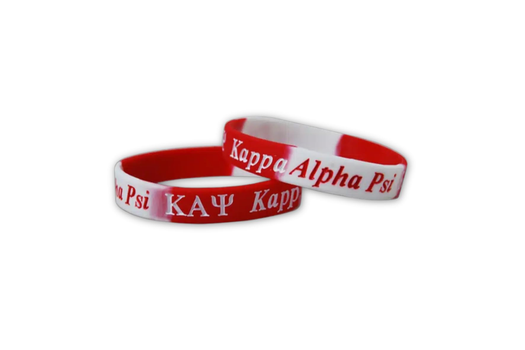 Kappa Alpha Psi silicone bracelet red close-up showing debossed color for daily wear.