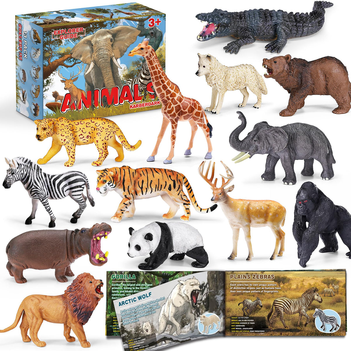 KarberDark lion figure with textured paint for imaginative play and animal name learning