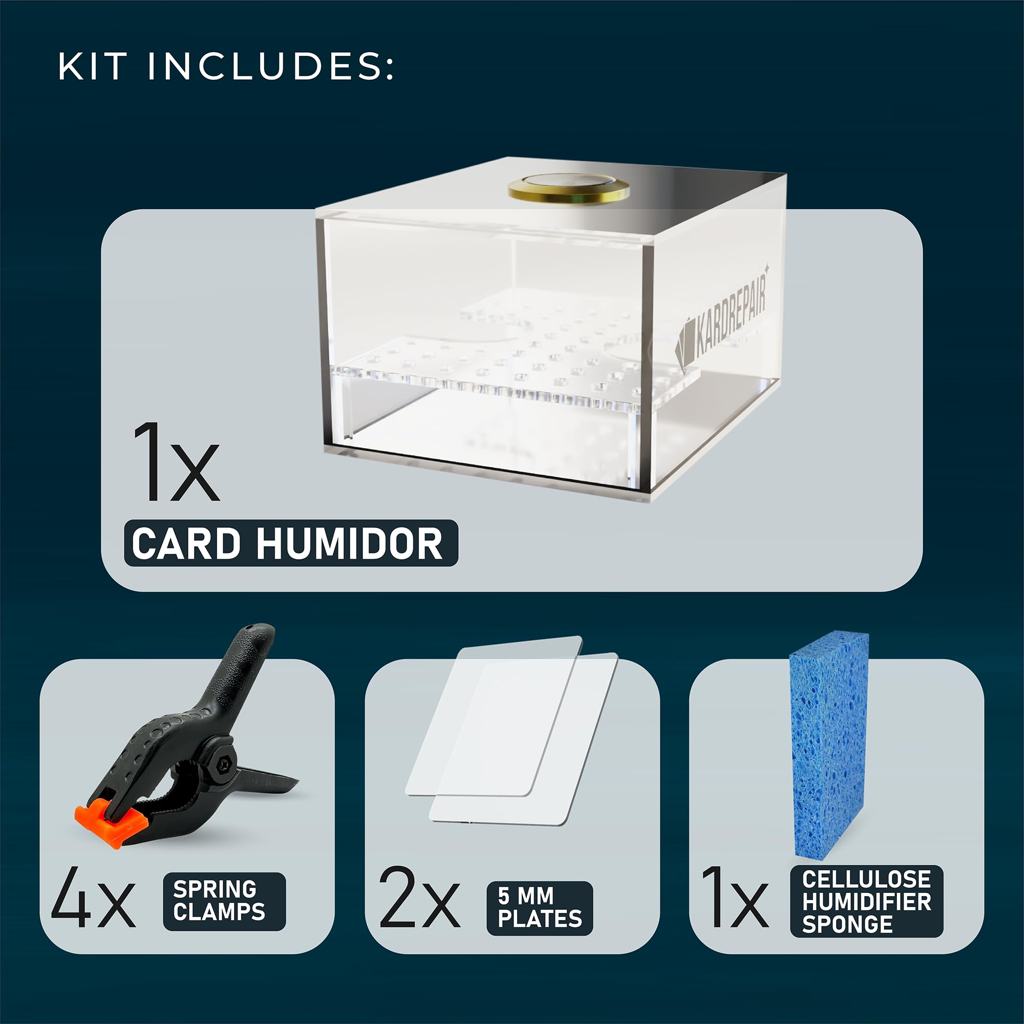 Kardrepair TCG space-saving tray keeps cards organized during restoration.