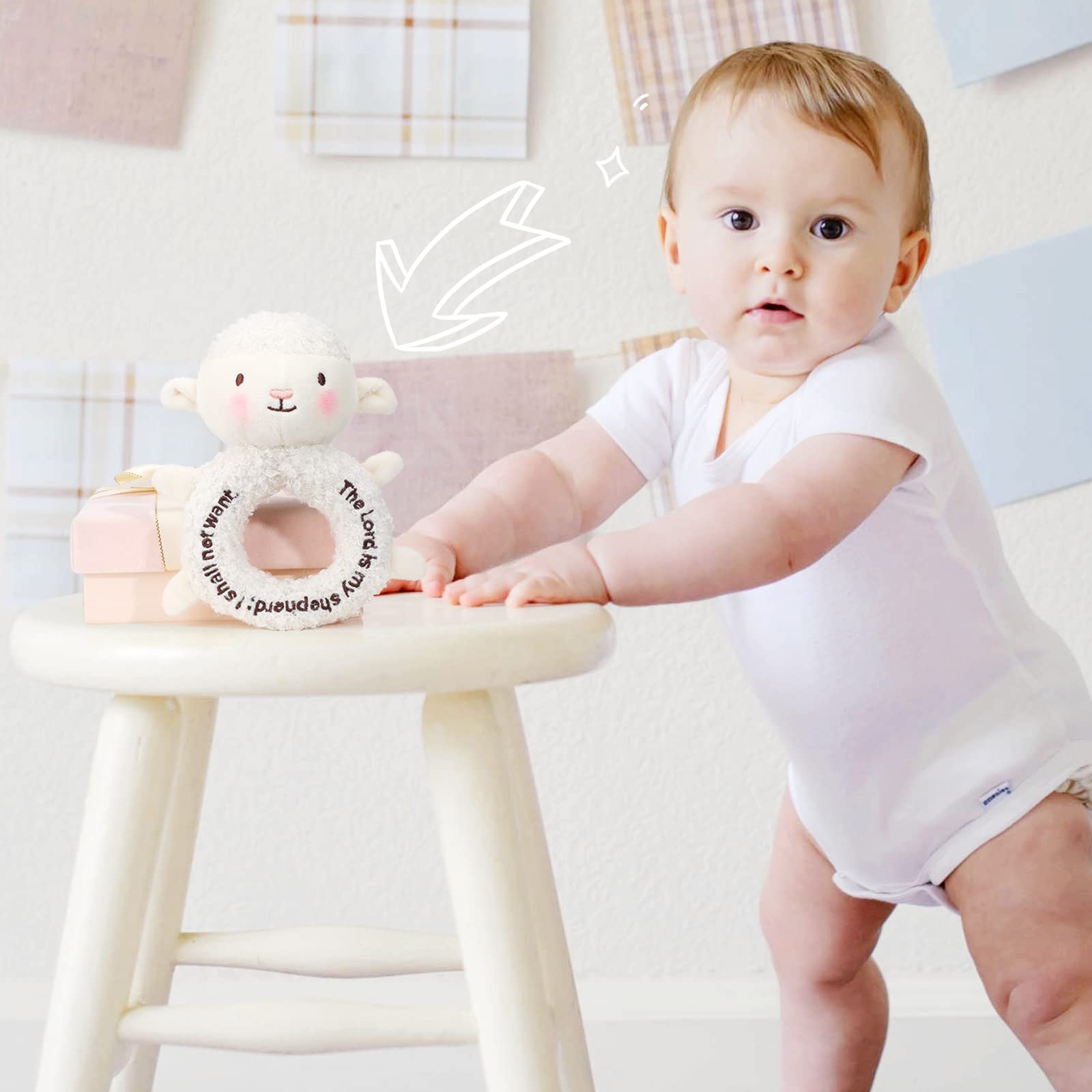 Karenhi nursery decor lamb plush adds gentle charm.