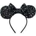 KARETT Mouse Ears Bow Headband glitter front view, ideal for sparkling party cosplay and photo ops.
