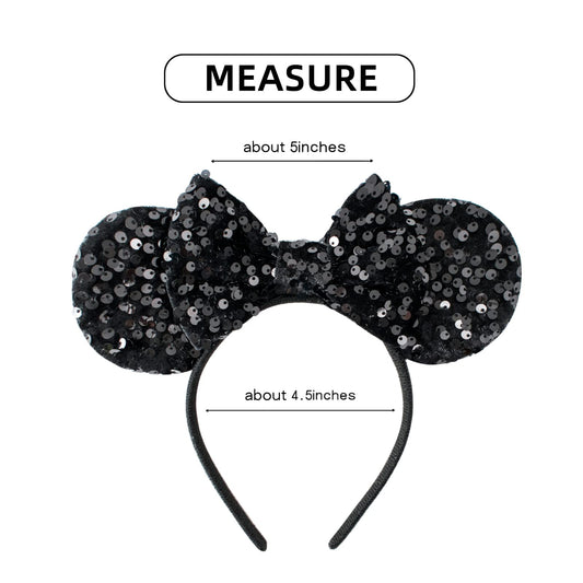 KARETT Sparkling Mouse Ears Headband, versatile for kids and adults at costume parties.