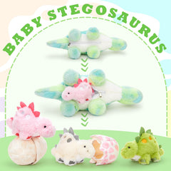 Karister dinosaur plush glow-night-fabric glows softly after daylight exposure.