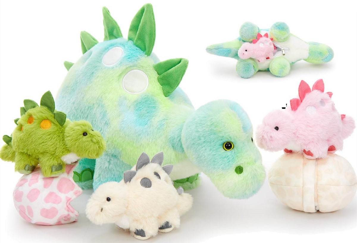 Karister dinosaur mom plush sits at 18-5inch for cozy hugs.