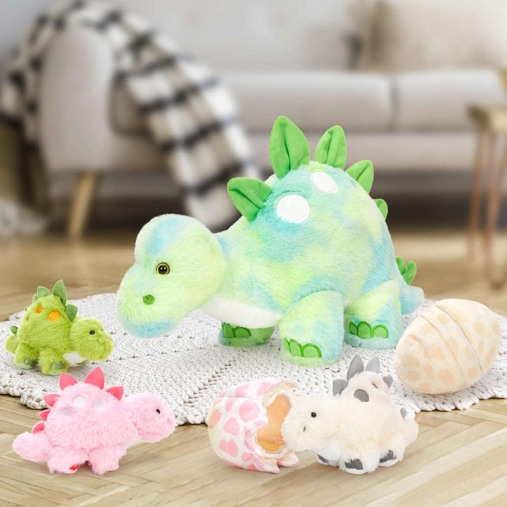 Karister dinosaur plush soft-polyester material offers gentle comfortable cuddles.