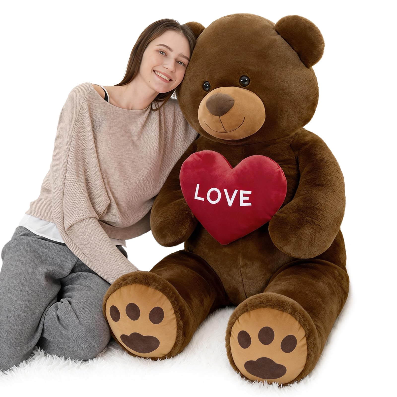 Karister 52-inch giant teddy bear with heart for cozy decor and hugs