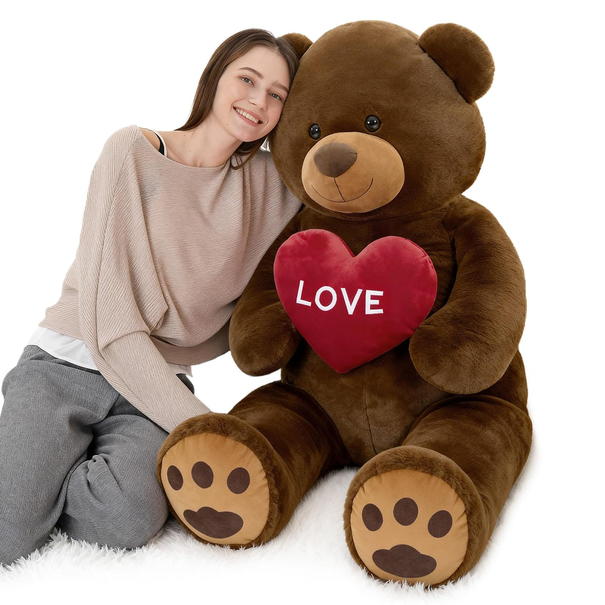 Karister 52-inch giant teddy bear with heart for cozy decor and hugs
