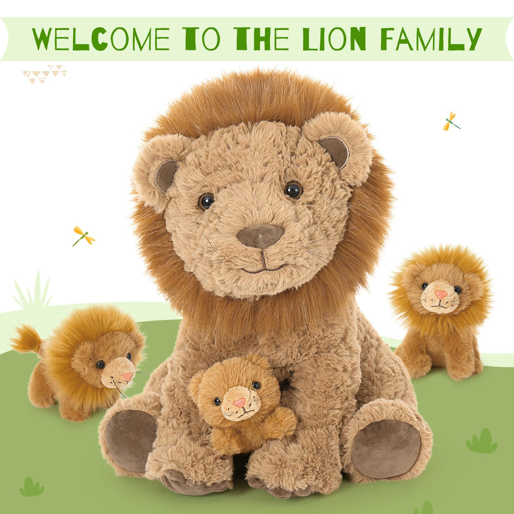 Karister Lion Plush Cubs in playful poses spark imaginative safari adventures.