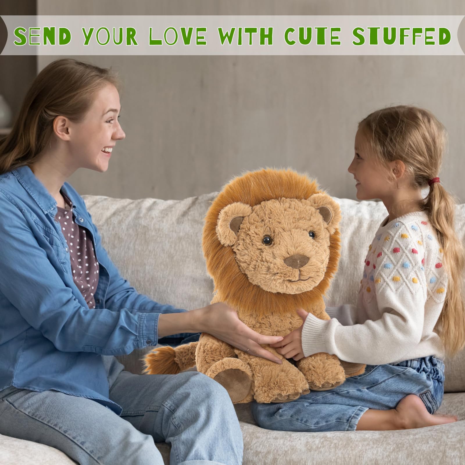 Karister Lion Plush Easy-care design enables quick spot cleaning after playtime.