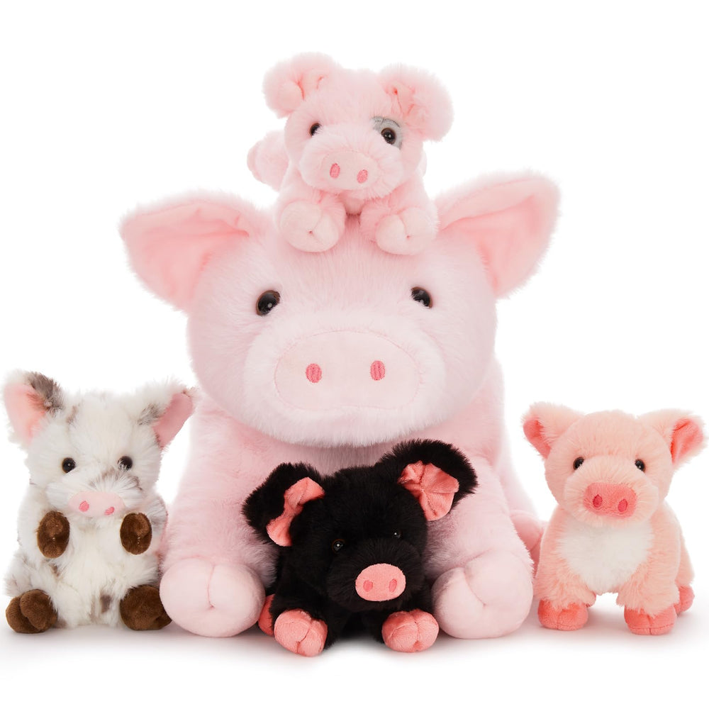 Karister mommy pig with four babies inside for cozy imaginative play.