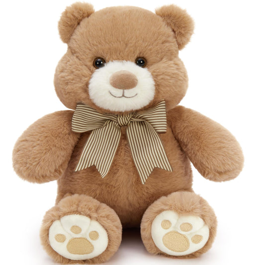 Karister Teddy Bear 14-inch chubby-face with bow tie for comforting hugs.