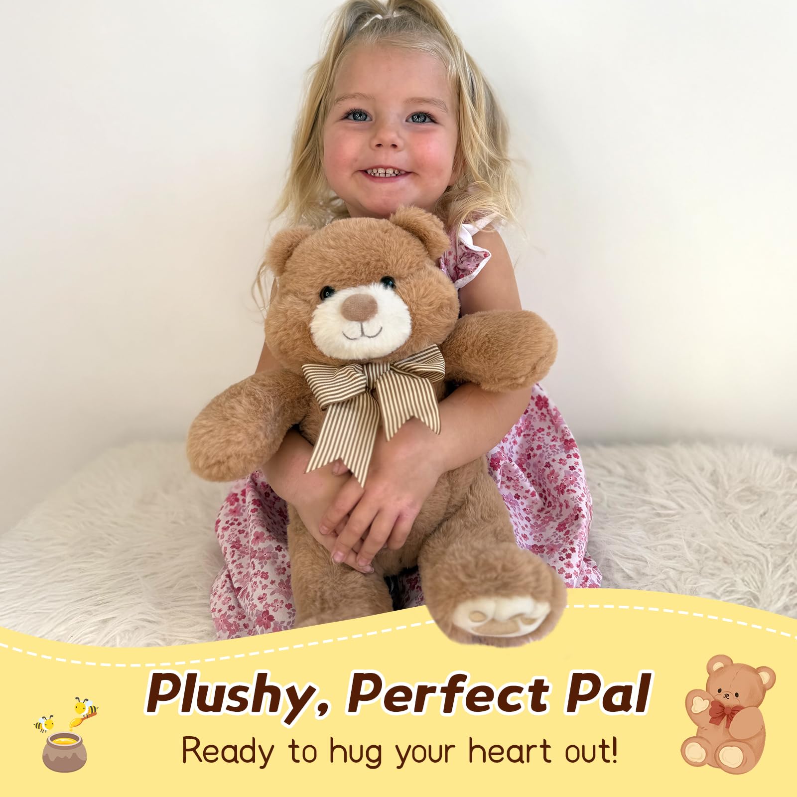 Karister Teddy Bear embroidered paw details add charming, lifelike appeal.