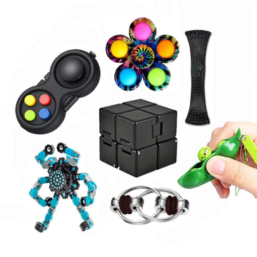Kasdcvn 7pcs fidget set close-up showing silicone buttons for stress relief.