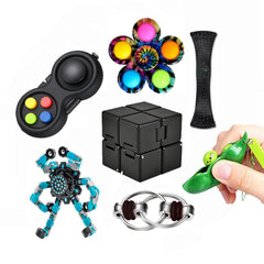 Kasdcvn 7pcs fidget set close-up showing silicone buttons for stress relief.