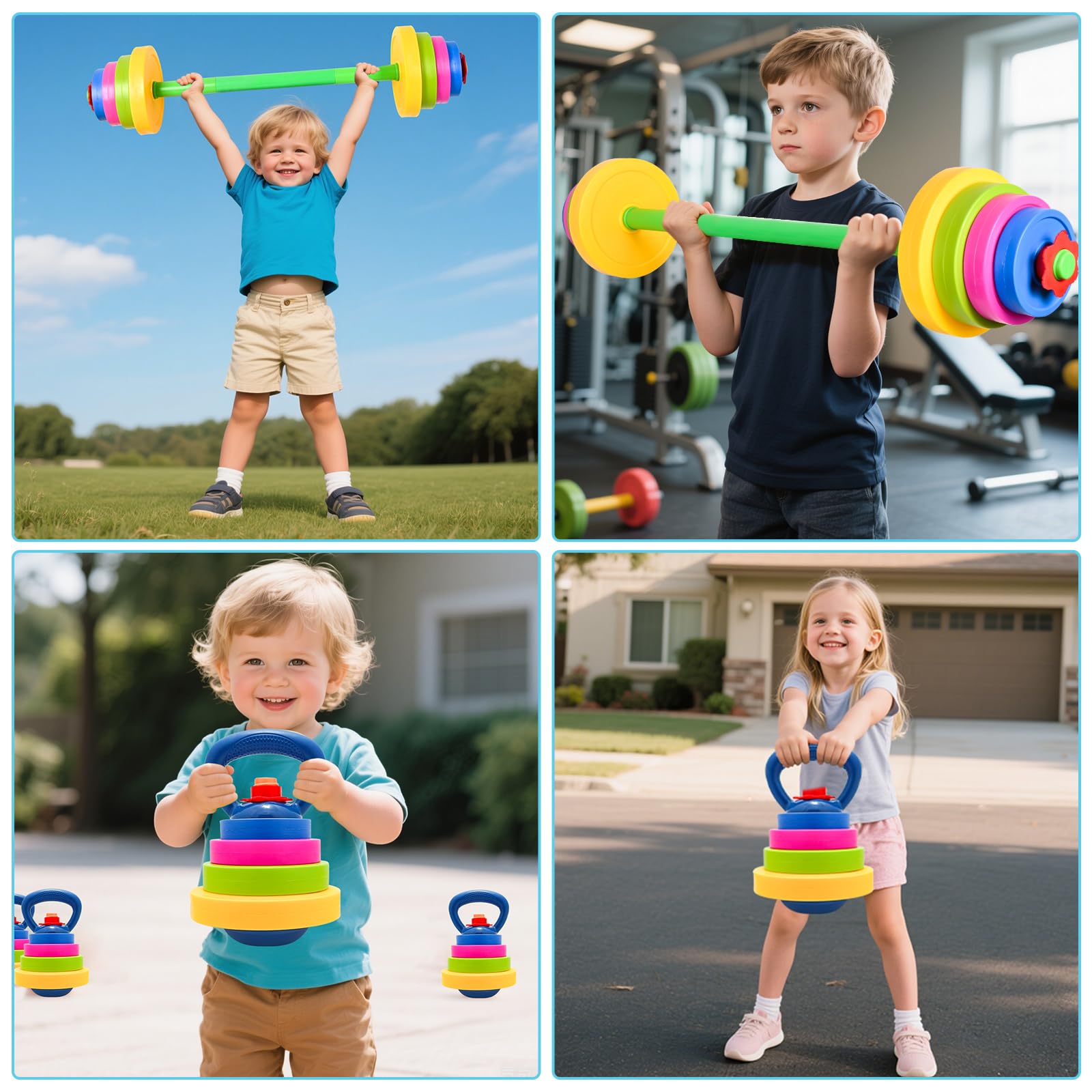 Kasebro 31-inch adjustable barbell grows with children and builds confidence