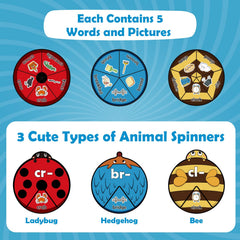 Kasfalci cards featuring ladybug, hedgehog, and bee visuals for word recognition