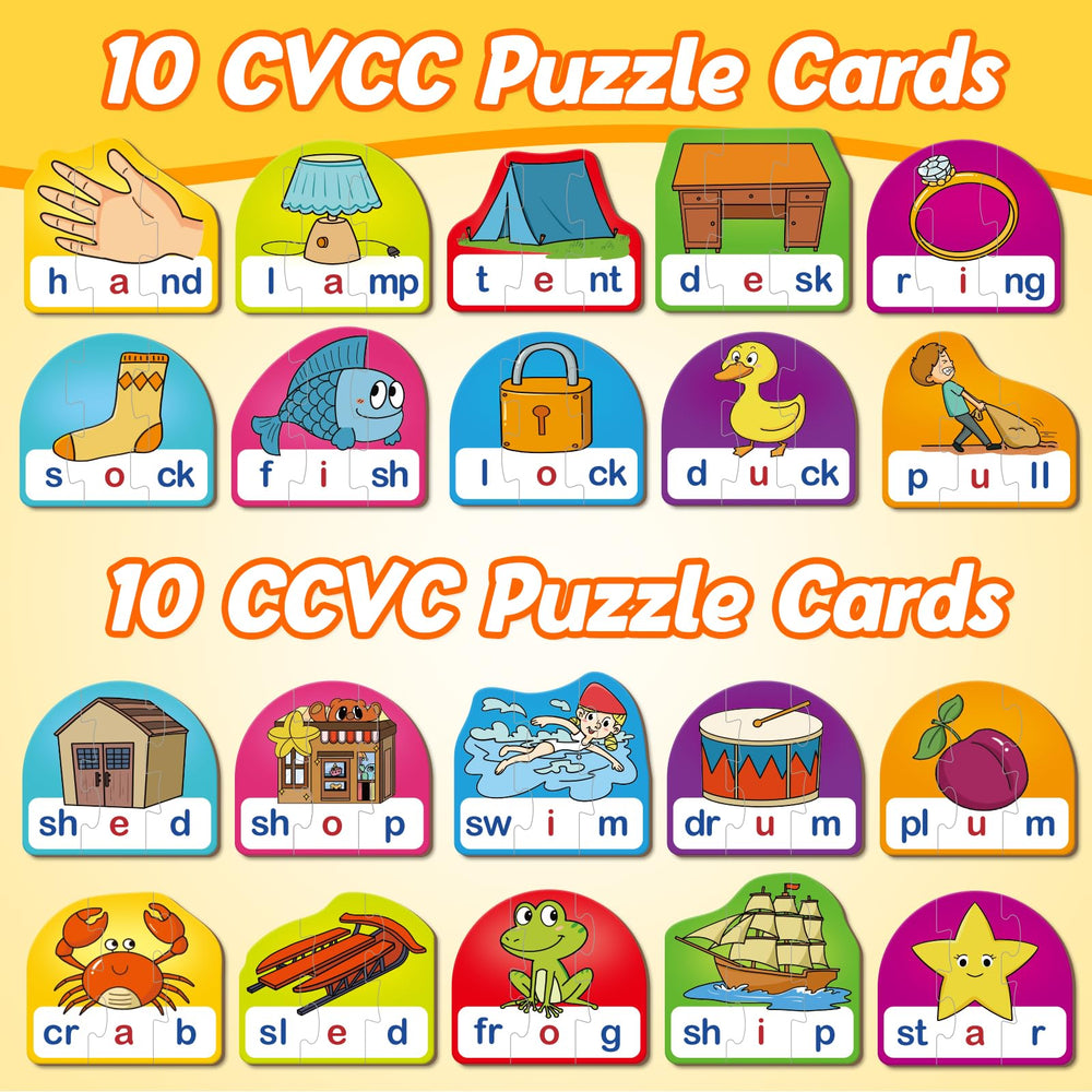 Kasfalci color-coded vowels and consonants puzzle pieces aid word structure.