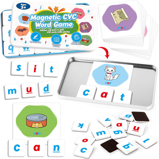 KASFALCI CVC Word Games magnets in bright colors for engaging early reading practice.