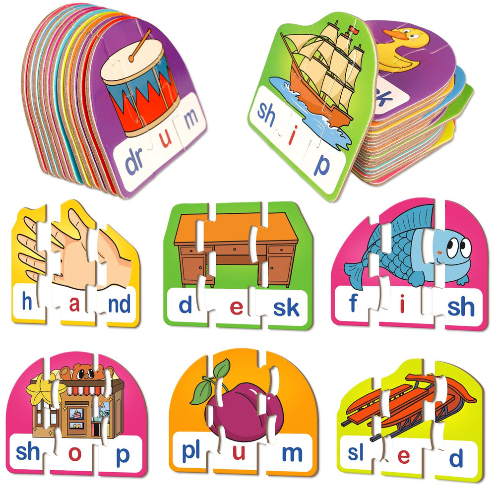 Kasfalci CVCC CCVC puzzle cards set boosts early reading and phonics.