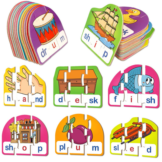 Kasfalci CVCC CCVC puzzle cards set boosts early reading and phonics.