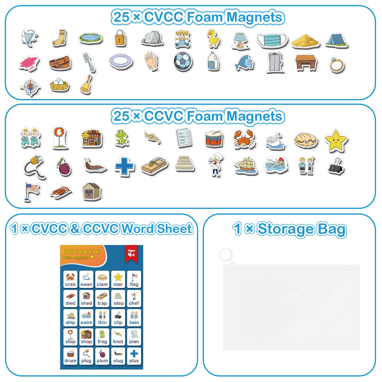 Kasfalci fridge magnets help with word-building activities during learning tasks.