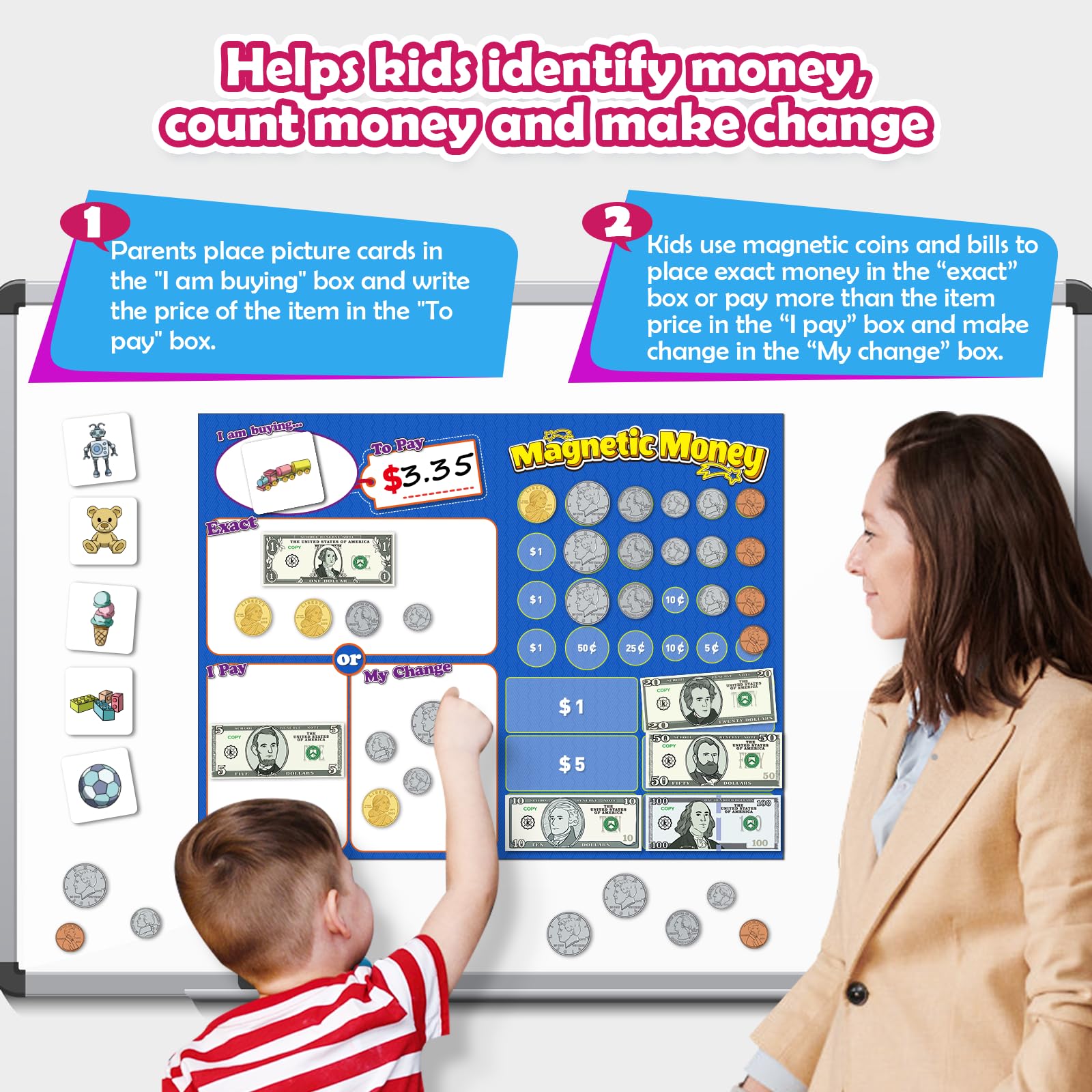 KASFALCI magnetic money bills reinforcing value and simple math