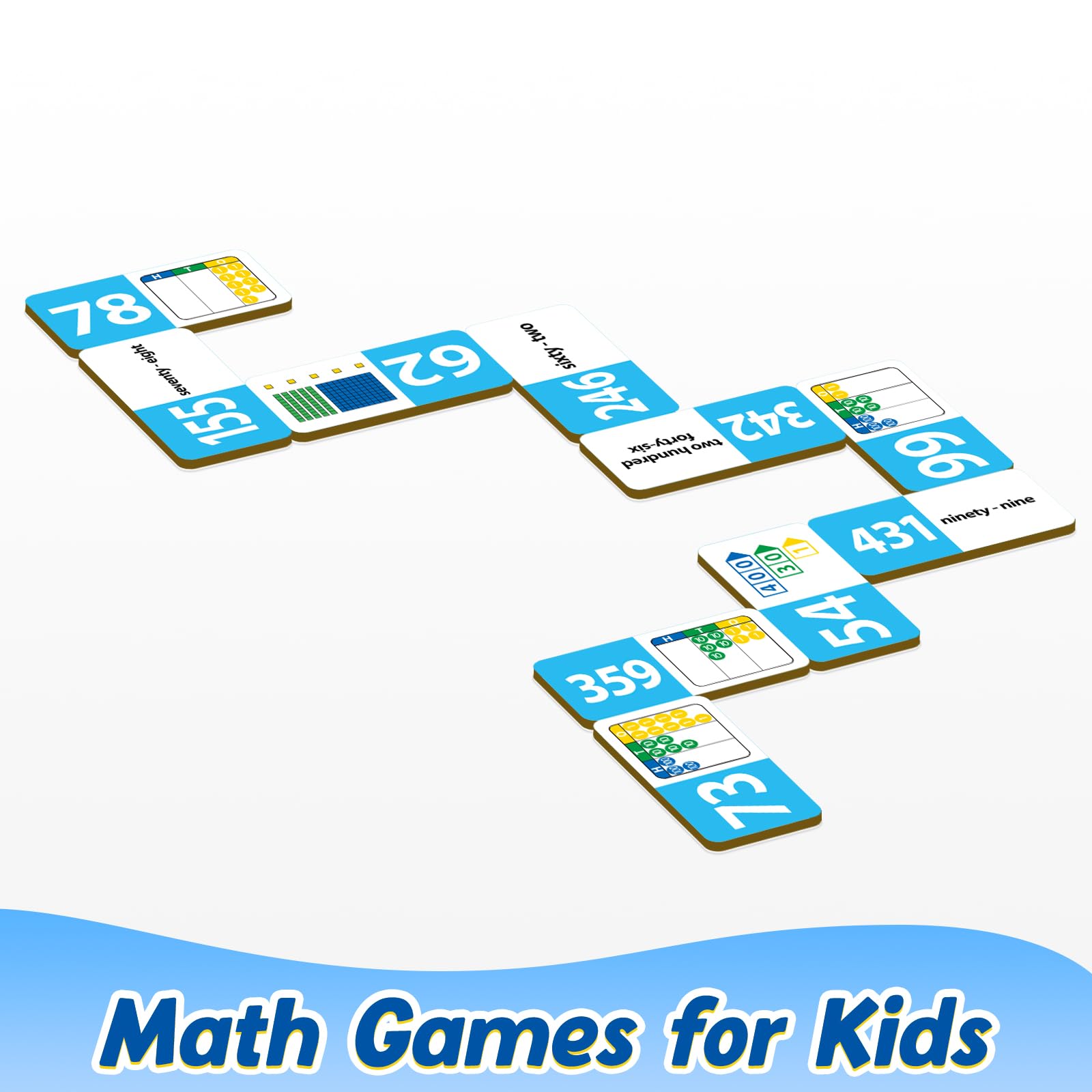 Kasfalci Place Value Dominoes Set matching play for hands-on learning