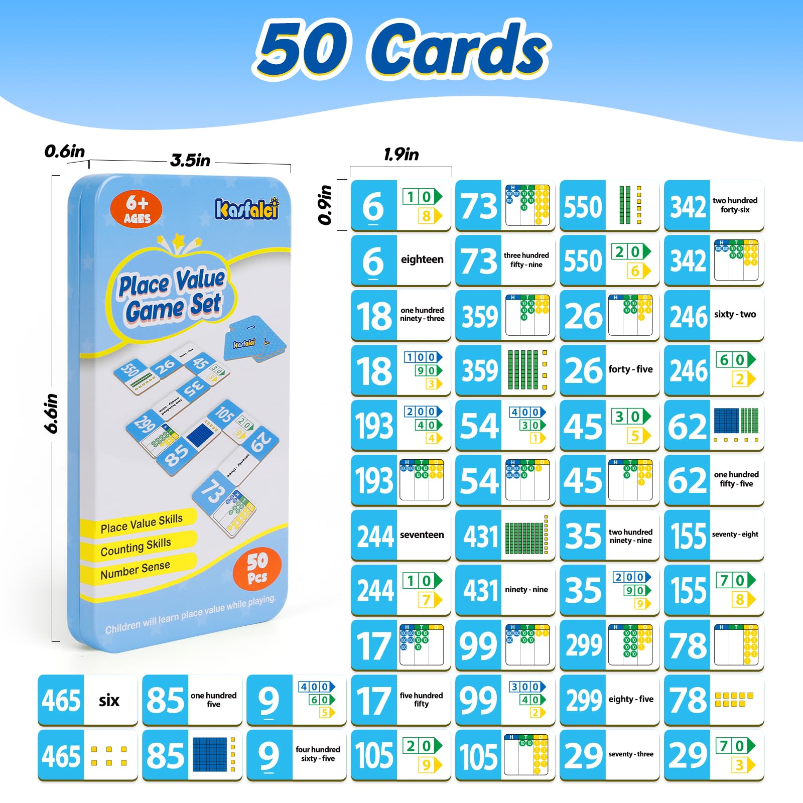 Kasfalci Place Value Dominoes Set travel-friendly for on-the-go math