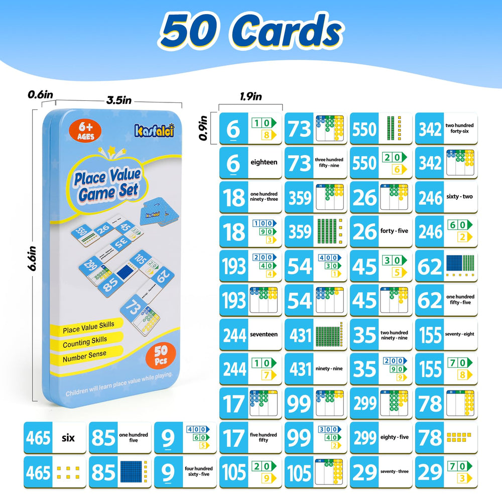 Kasfalci Place Value Dominoes Set travel-friendly for on-the-go math