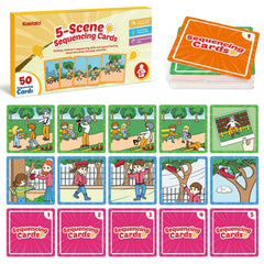KASFALCI Sequencing Cards set of 50 with vivid storytelling illustrations for learning.