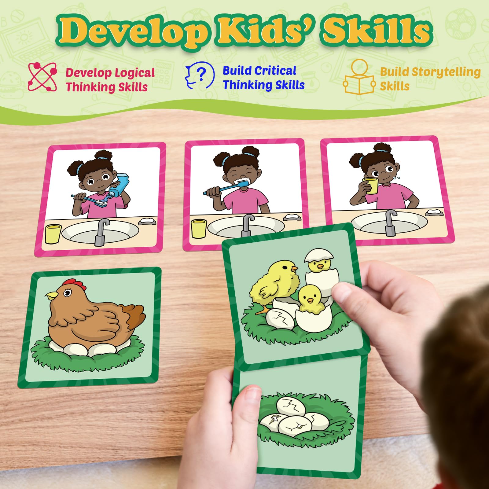 KASFALCI Sequencing Cards include back-numbering for easy self-checks and independent play.