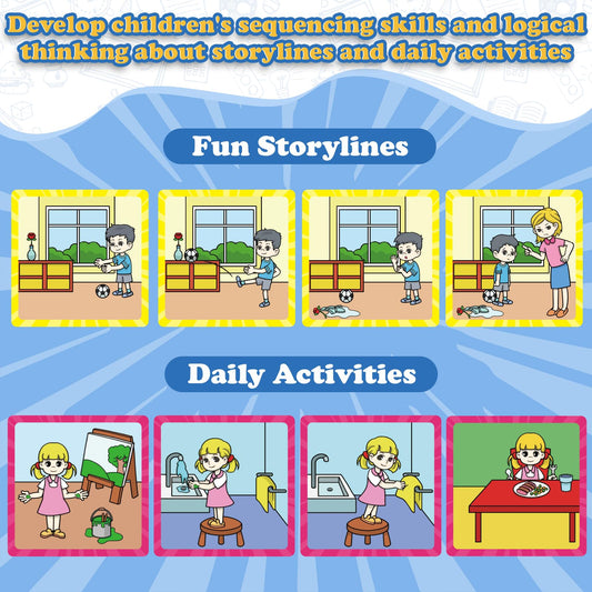 Kasfalci Sequencing Cards color-coded stories help kids distinguish sequences easily.