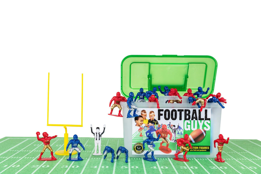 Kaskey Kids Football Guys red-gold vs blue-silver players for imaginative play.