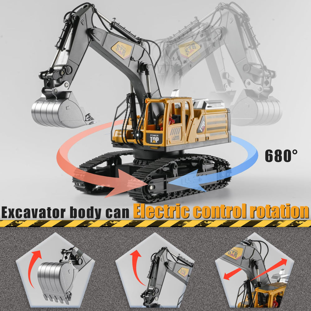 KASQERT 1:14 RC Excavator smoke effect demonstrates exciting simulated engine visuals