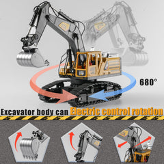 KASQERT 1:14 RC Excavator smoke effect demonstrates exciting simulated engine visuals