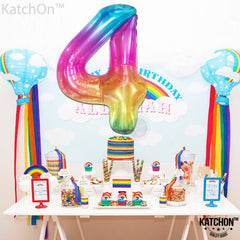 KatchOn 4-year-old birthday balloon offers reusable decorative option.