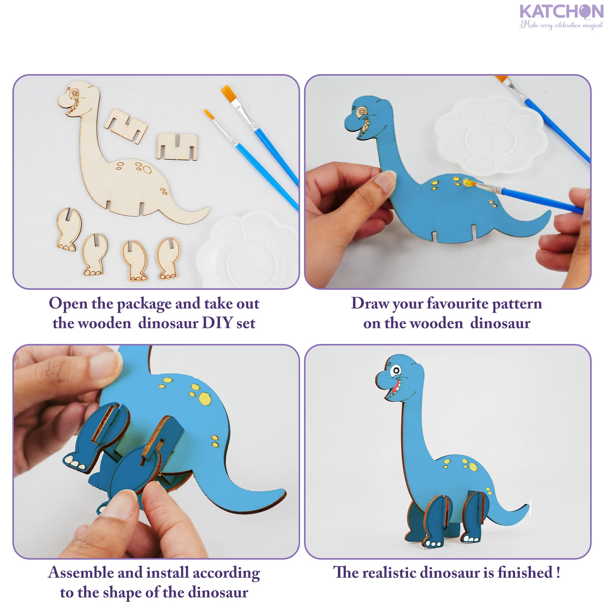 KatchOn dinosaur paint tray – handy palette for smooth color mixing.