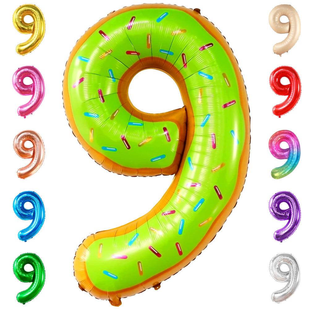 KatchOn huge 40-inch donut balloon for 9th birthday celebrations.
