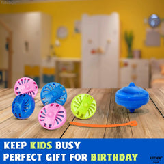 KatchOn fast spinning tops entertaining kids at parties and classrooms.