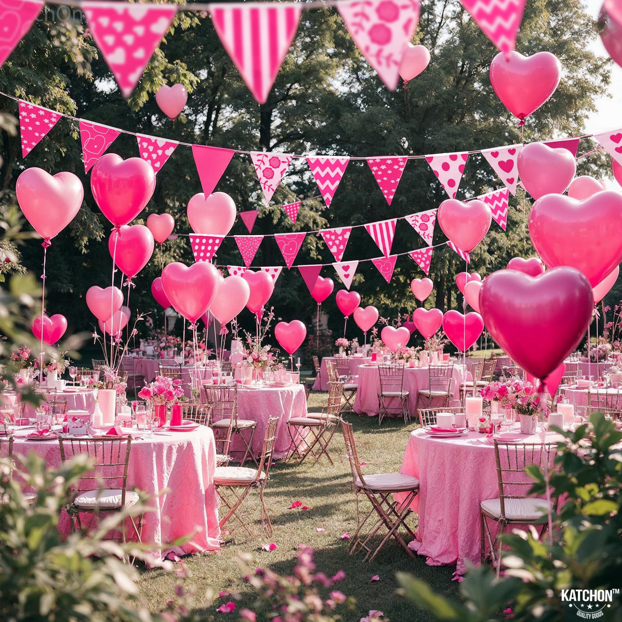 KatchOn garden party pink banner adds a stylish touch to outdoor celebrations.