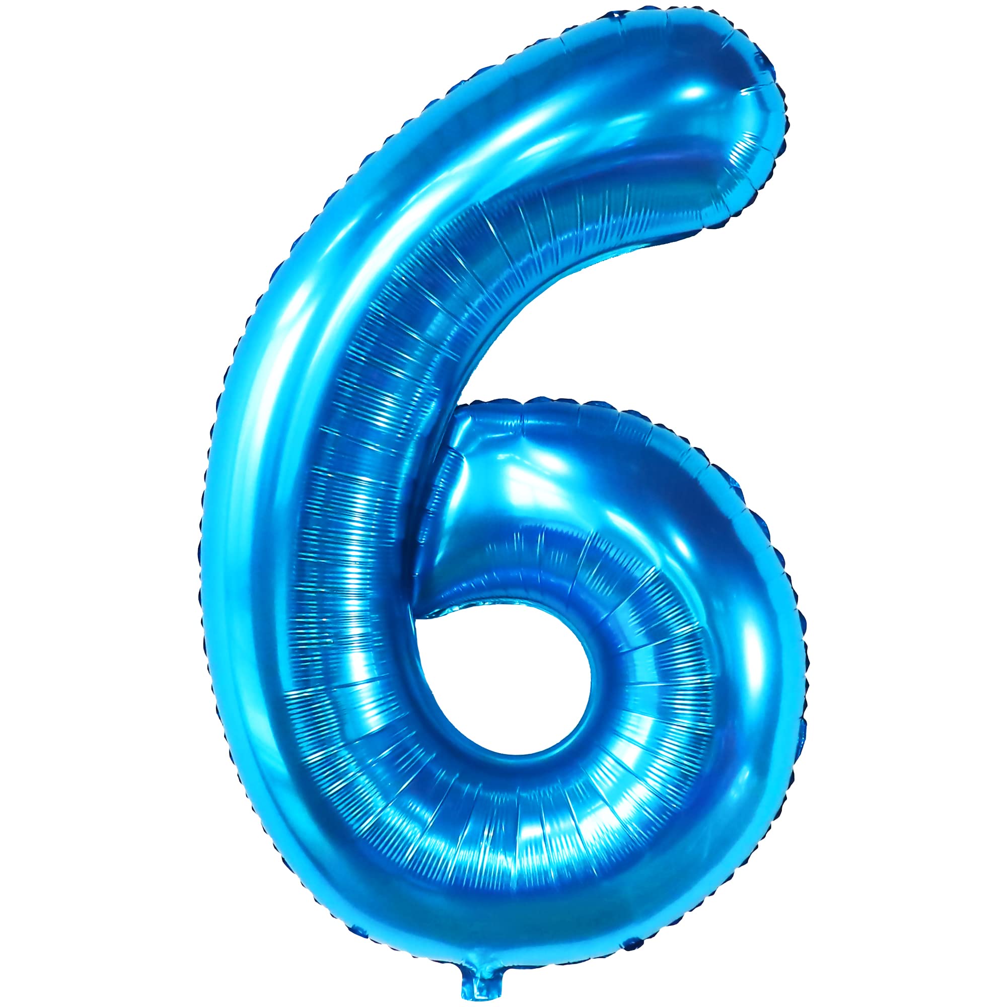 KatchOn giant blue number 6 balloon, 40-inch, ideal for 6th birthday celebrations and under-the-sea party decor.