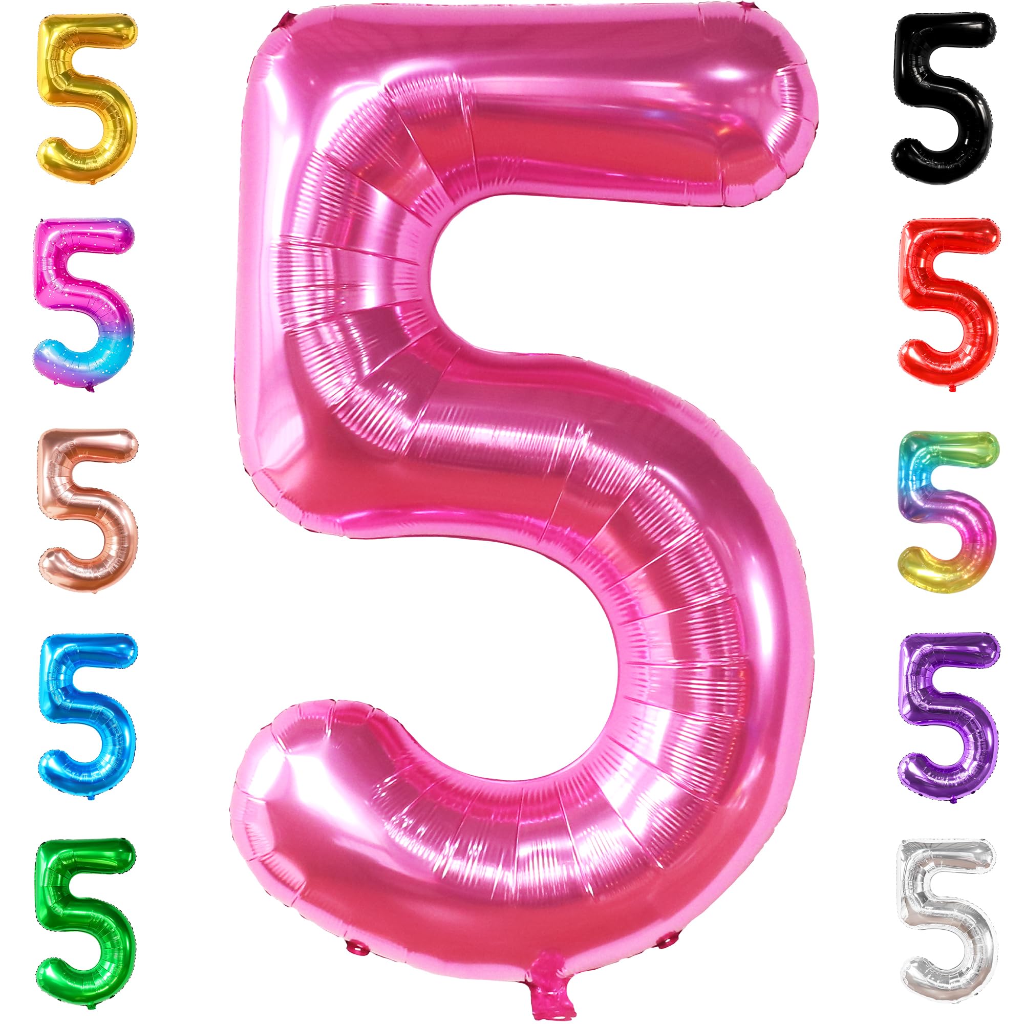 KatchOn Giant hot pink 5 balloon creates a bold 40-inch centerpiece for celebrations