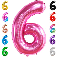 KatchOn giant hot pink number 6 balloon, 40-inch, ideal for standout 6th birthday photos.