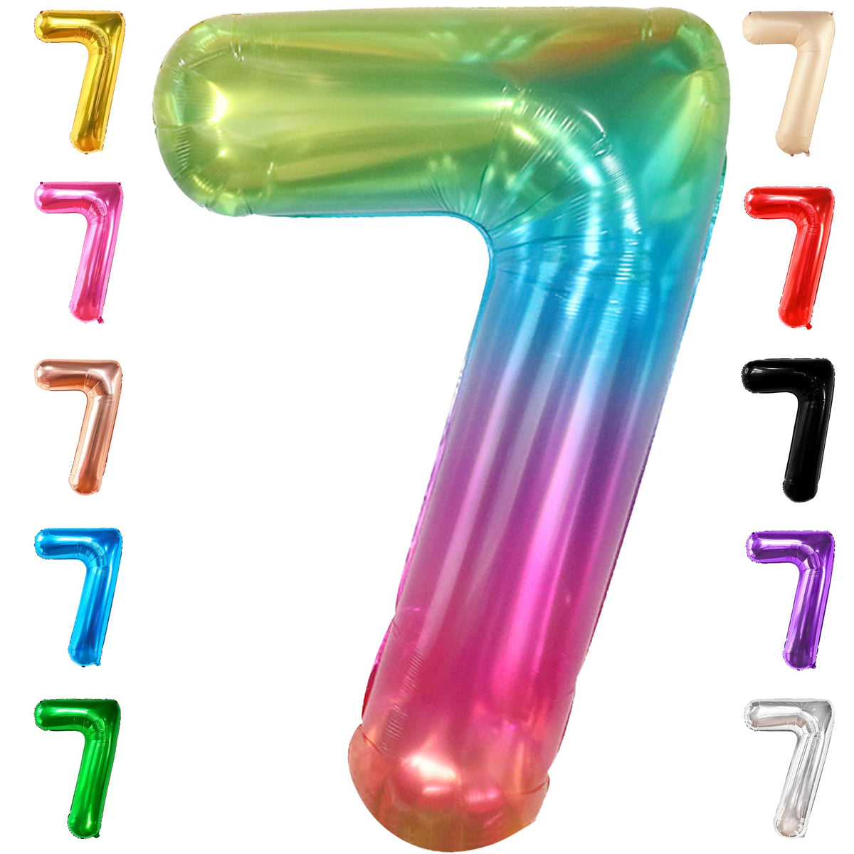 KatchOn giant jelly-number-7 balloon 40-inch rainbow for dramatic birthday displays.
