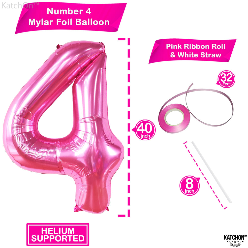 KatchOn giant pink number 4 balloon enhances pink themed photos and setups