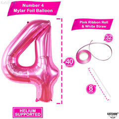 KatchOn giant pink number 4 balloon enhances pink themed photos and setups