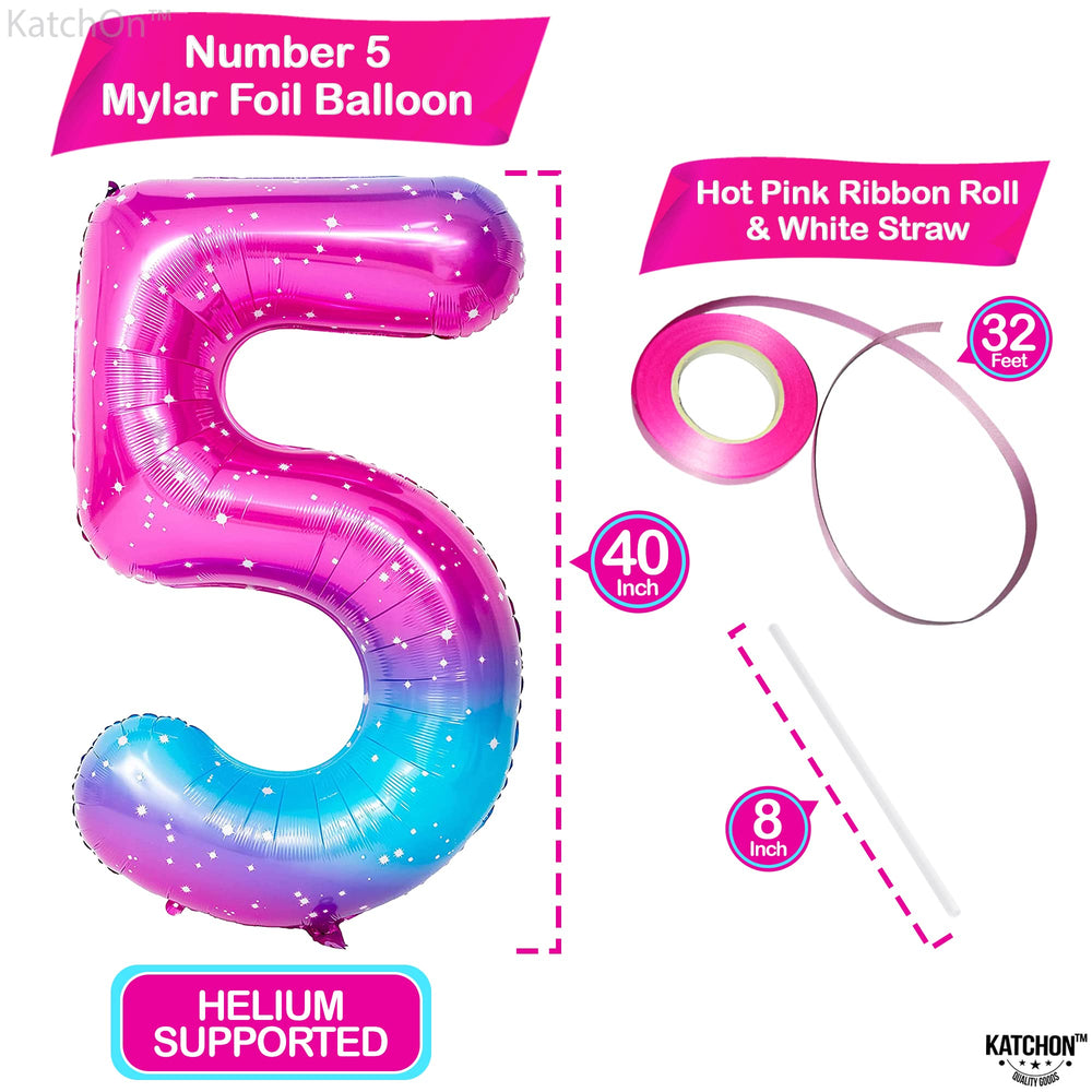KatchOn giant number 5 balloon in purple and pink elevates photo booth vibes.