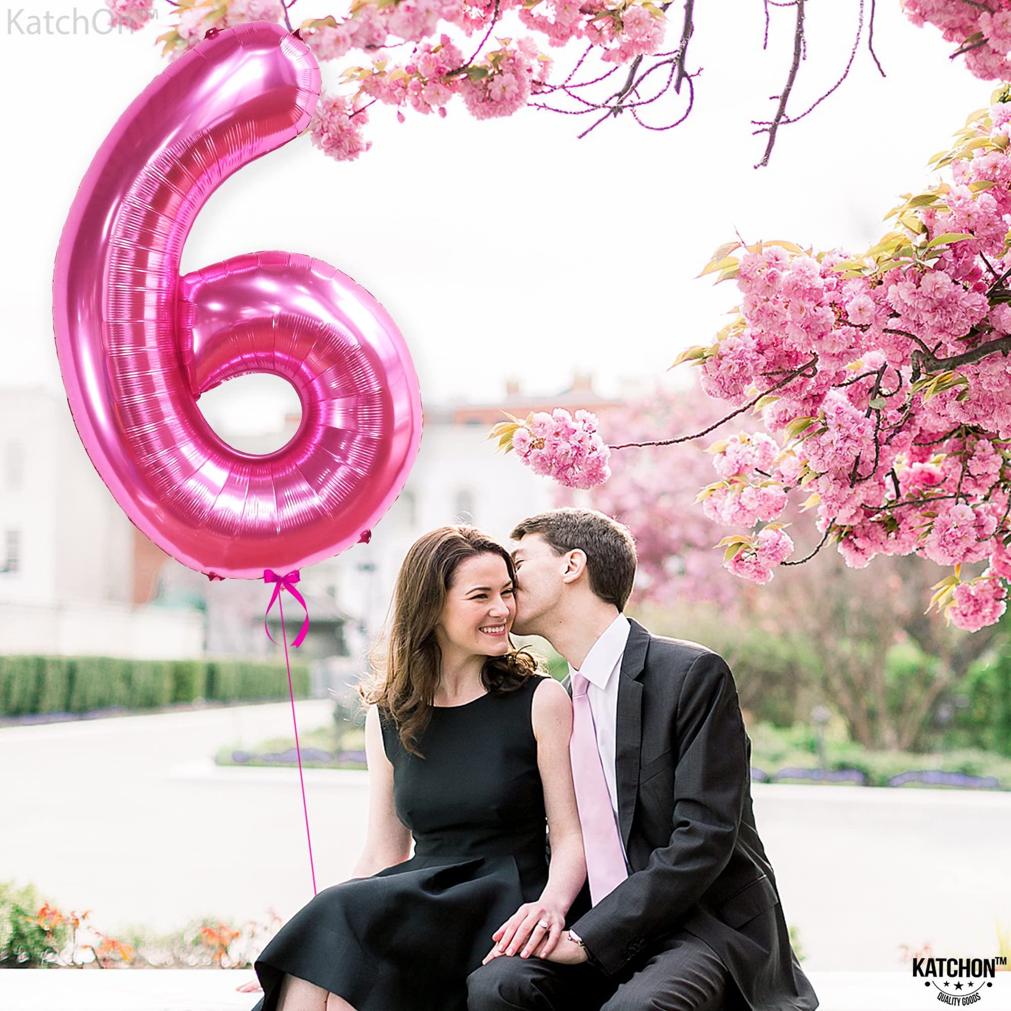 KatchOn giant pink number 6 balloon for eye-catching party moments.